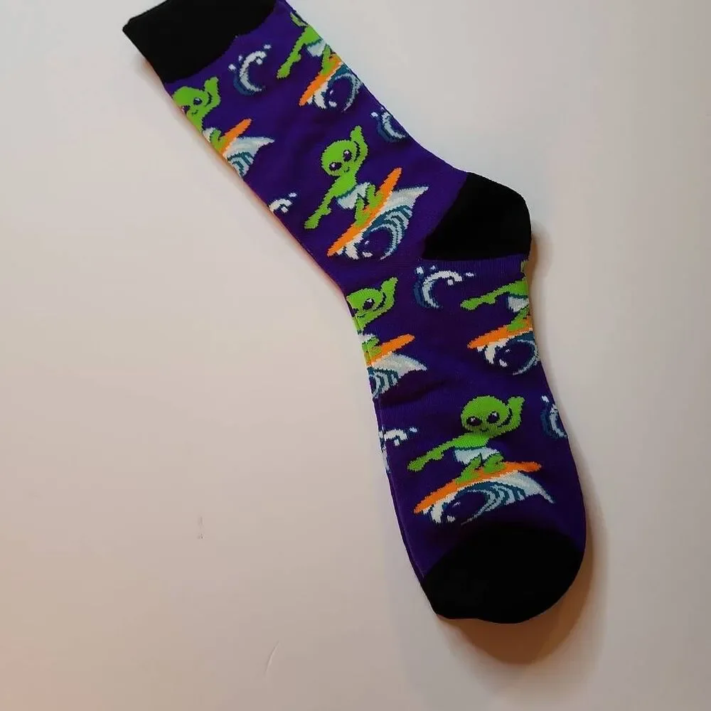 Cansok 1 Pair of Surfing Alien Colorful Socks Adult Size